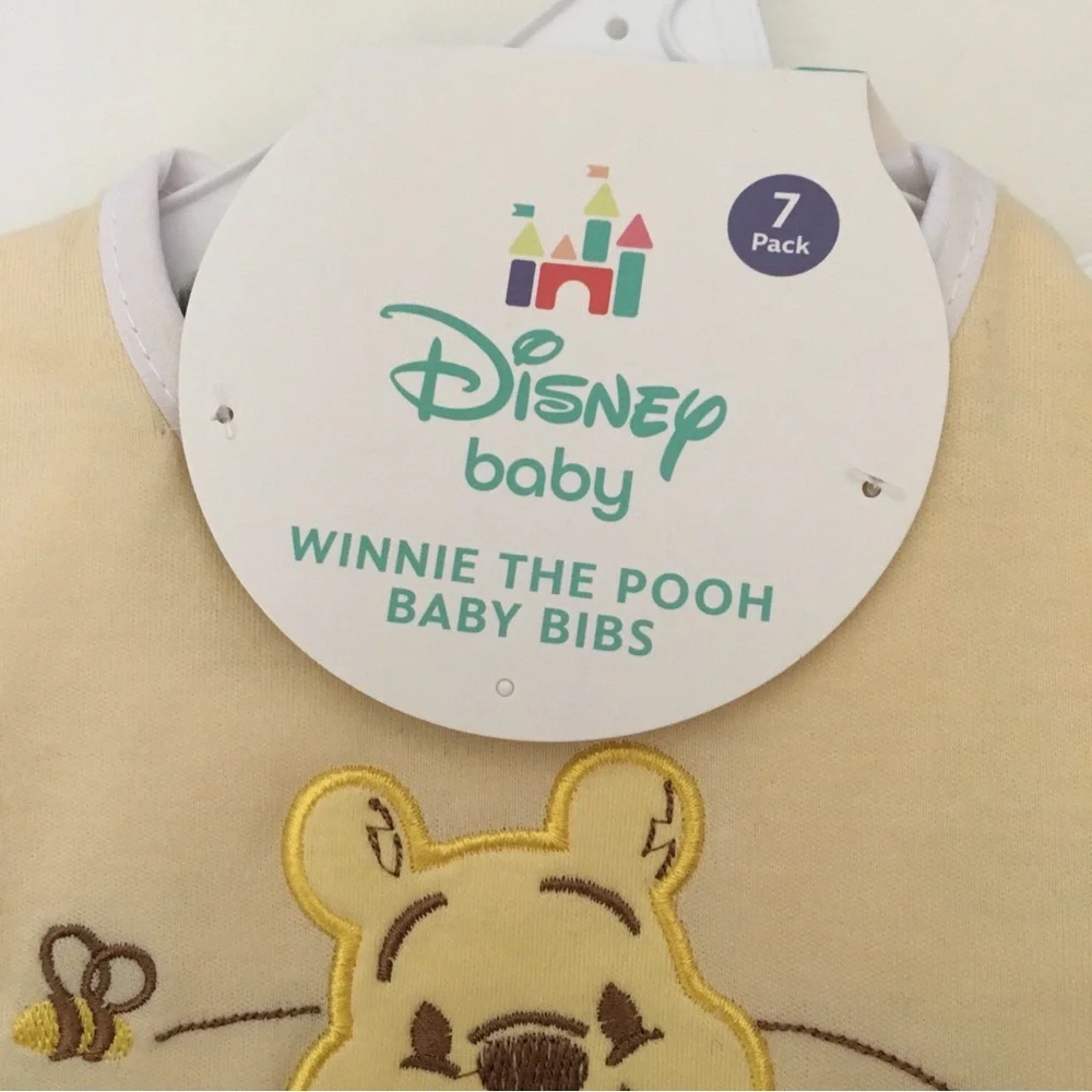 NEW 7 Bibs Winnie the Pooh Bear Theme Variety Pack | Disney Baby